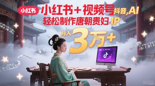 小红书+视频号+抖音，AI轻松制作唐朝贵妇IP，每天30分钟，轻松产出N条，月入3W+-第一资源库