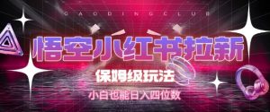 悟空小红书拉新,保姆级玩法,小白也能日入四位数-第一资源库