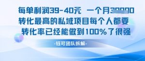 每单利润40一个月7k+转化最高的私域项目，每个人都要的产品转化率已经能做到100%-第一资源库