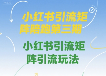 小红书引流矩阵陪跑第三期,小红书引流矩阵引流玩法-第一资源库