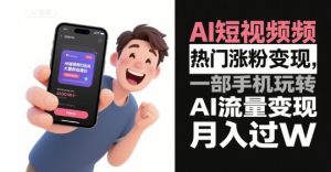 AI短视频热门涨粉变现,一部手机玩转AI流量变现,月入过W-第一资源库