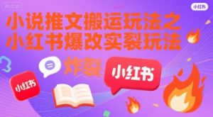 小说推文搬运玩法之小红书，小红书爆改实长炸裂玩法-第一资源库