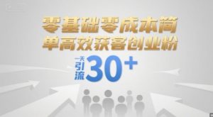 零基础零成本简单高效获客创业粉,一天引流30+-第一资源库