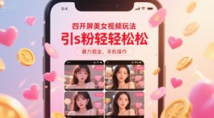 四开屏美女视频玩法,引s粉轻轻松松,暴力掘金,手机操作【揭秘】-第一资源库