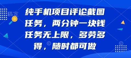 纯手机项目评论截图任务,两分钟一块钱 任务无上限多劳多得,随时随地都能做【揭秘】-第一资源库