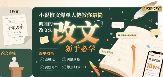 小说推文爆单大佬教你最简单的改文方法实操课,新手必学-第一资源库