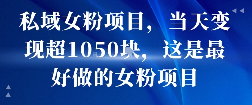 私域女粉项目，当天变现超1k，这是最好做的女粉项目，可放大操作-第一资源库