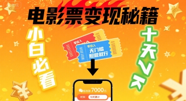 小白必看!卖电影票项目,零投入无门槛谁都能做,十天到手 7k,照做就行【揭秘】-第一资源库