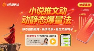 8月小说推文全新玩法，动静态图片+搭配小说文案爆量玩法-第一资源库