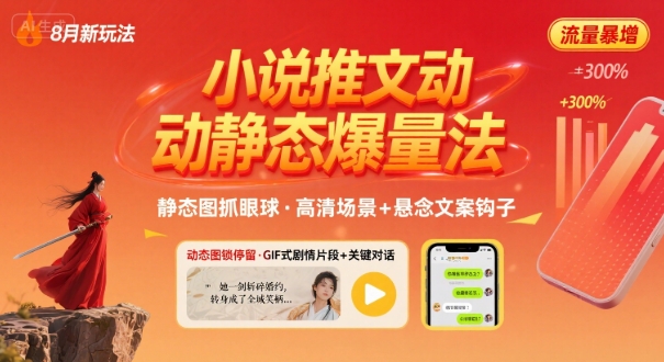 8月小说推文全新玩法,动静态图片+搭配小说文案爆量玩法-第一资源库