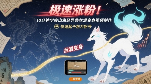 极速涨粉！10分钟学会山海经异兽丝滑变身视频制作，快速起千粉万粉号-第一资源库