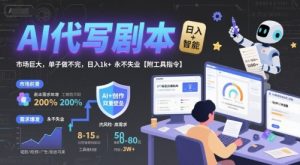 AI代写剧本,市场巨大,单子做不完,日入1k+ 永不失业【附工具指令】-第一资源库