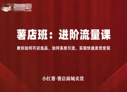 小红薯薯店商城卖货,进阶流量课,教你如何开店选品、如何系统引流,实现快速卖货变现-第一资源库