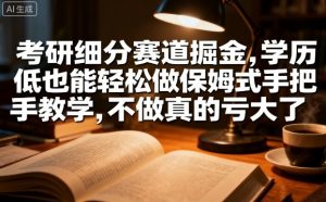 考研细分赛道掘金,日入1k+,学历低也能轻松做保姆式手把手教学,不做真的亏大了【揭秘】-第一资源库