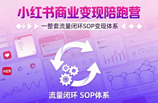 小红书商业变现陪跑营,轻IP矩阵 私域获客 聚光投流,一整套流量闭环SOP变现体系-第一资源库