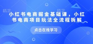 小红书电商掘金课，小红书电商项目玩法全流程拆解（更新9月）-第一资源库