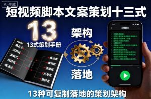 短视频脚本文案策划十三式,13种可复制落地的策划架构-第一资源库