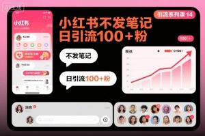 引流系列课14:小红书不发笔记日引流100+粉-第一资源库