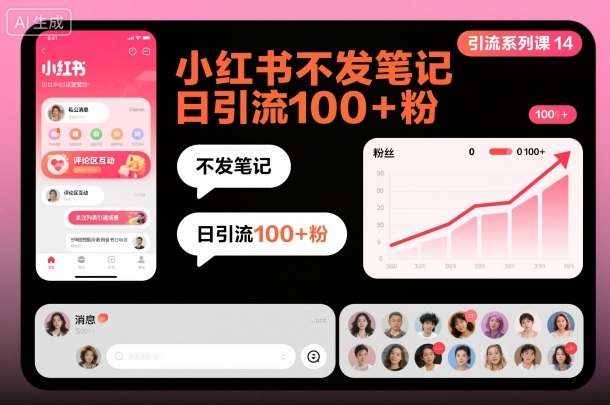 引流系列课14:小红书不发笔记日引流100+粉-第一资源库