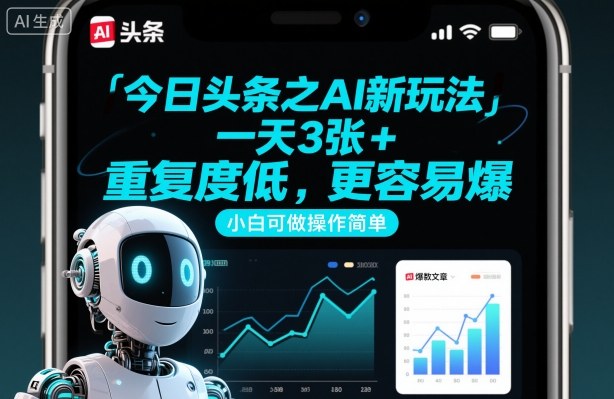 今日头条之AI新玩法,一天3张+,重复度低,更容易爆,小白可做操作简单-第一资源库