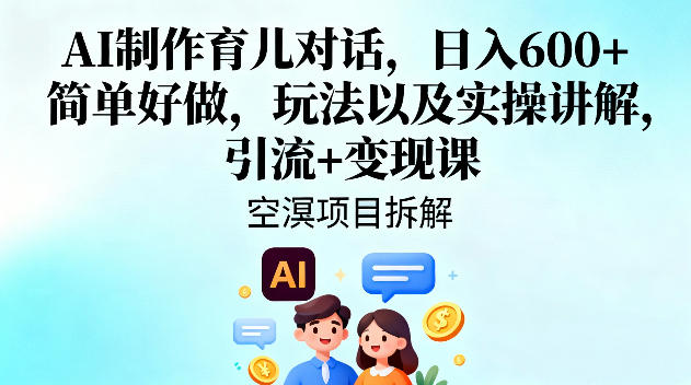 AI制作育儿对话,日入6张+,简单好做,玩法以及实操讲解,引流+变现课-第一资源库