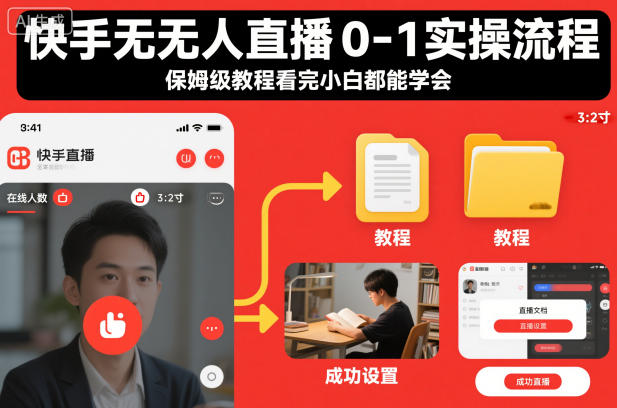 快手无人直播0-1实操流程，保姆级教程看完小白都能学会-第一资源库