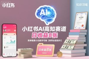 小红书AI高知赛道，日收益8张，简单粗暴小白新手可做【附带全套指令】-第一资源库
