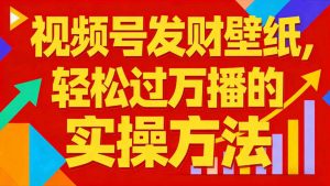视频号发财壁纸，轻松过万播的实操方法，新手闭眼入局也能分一杯羹-第一资源库