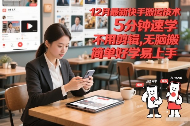 12月最新快手搬运技术，5分钟速学，不用剪辑无脑搬，简单好学易上手-第一资源库