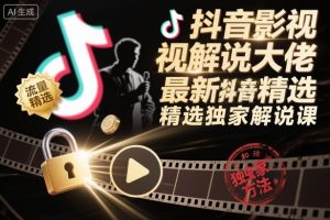 抖音影视解说大佬最新抖音进精选和独家方法，精选独家解说课（更新11月）-第一资源库
