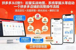 拼多多从0到1:起量实战地图,系统掌握从零启动一个拼多多店铺的完整操作流程-第一资源库
