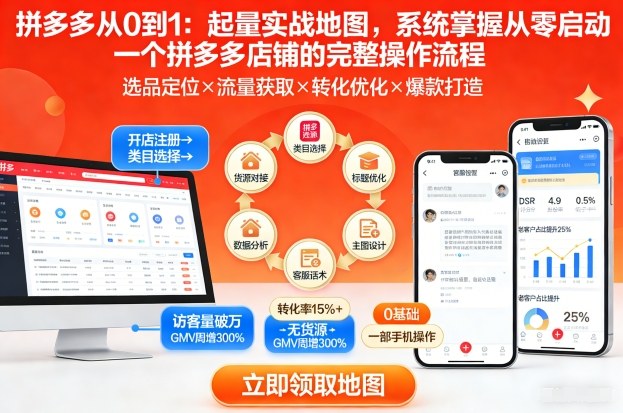 拼多多从0到1：起量实战地图，系统掌握从零启动一个拼多多店铺的完整操作流程-第一资源库