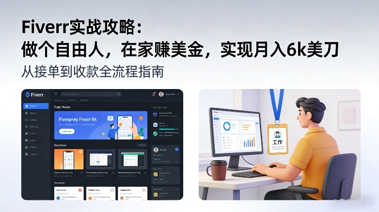 Fiverr实战攻略,做个自由人,在家賺美金,实现月入6k美刀-第一资源库