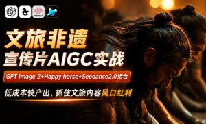 文旅非遗宣传片AIGC实战，GPT image 2+Happy horse+Seedance2.0组合，低成本快产出，抓住文旅内容风口红利-第一资源库
