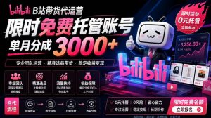 B站带货代运营项目，你只需提供账号，全程托管，轻松月入1w+【揭秘】-第一资源库