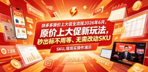 拼多多原价上大促全流程,原价上大促新玩法,秒出标不用等、无需改动SKU,现场实操演示(2026年6月)-第一资源库