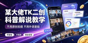 某大佬TK二创科普解说教学，不用原创拍摄不用外语基础，零基础做TikTok中视频稳定变现-第一资源库