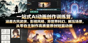 一站式AI动画创作训练营,涵盖古风武侠、影视风格、异世界科幻、解压场景,从零自主制作高质量原创短篇动画-第一资源库