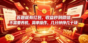 答题就有红包,收益秒到微信,不需要养机,简单操作,几分钟挣几十块【揭秘】-第一资源库