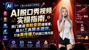 AI脱口秀视频实操指南,热门赛道涨粉变现嘎嘎香,用AI工具降本提效,打造高传播力的脱口秀内容-第一资源库