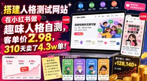 搭建人格测试网站在小红书做趣味人格自测,客单价2.98,310天卖了4.3w单!-第一资源库