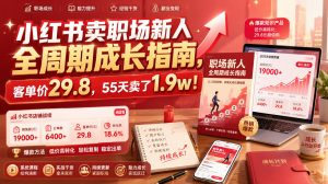 小红书卖职场新人全周期成长指南，客单价29.8，55天卖了1.9w！-第一资源库
