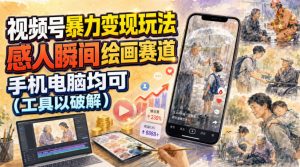 视频号暴力变现玩法，感人瞬间绘画赛道，手机电脑均可-第一资源库