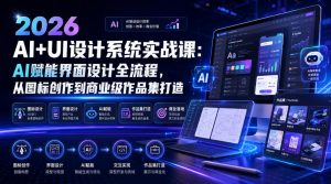2026 AI+UI设计系统实战课:AI赋能界面设计全流程,从图标创作到商业级作品集打造-第一资源库