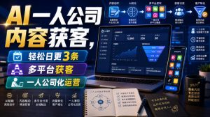 AI一人公司内容获客,轻松日更3条,多平台获客,一人公司化运营(更新)-第一资源库