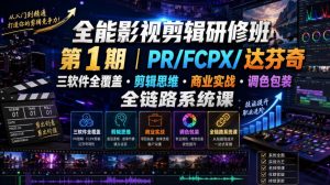 全能影视剪辑研修班第1期|PR/FCPX/达芬奇三软件全覆盖・剪辑思维・商业实战・调色包装全链路系统课-第一资源库
