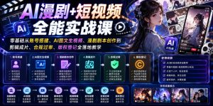 AI漫剧+短视频全能实战课｜零基础从账号搭建、AI图文生视频、漫剧剧本创作到剪辑成片、合规过审、版权登记全落地教学-第一资源库