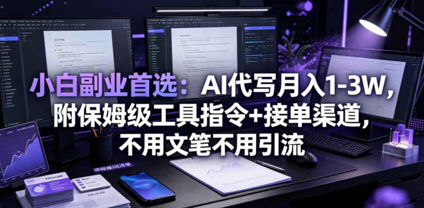 小白副业首选：AI代写月入1-3W，附保姆级工具指令+接单渠道，不用文笔不用引流【揭秘】-第一资源库