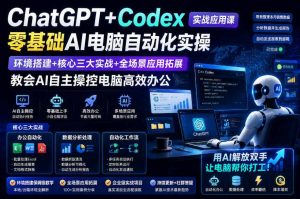 ChatGPT+Codex实战应用课|零基础AI电脑自动化实操,环境搭建+核心三大实战+全场景应用拓展,教会AI自主操控电脑高效办公-第一资源库