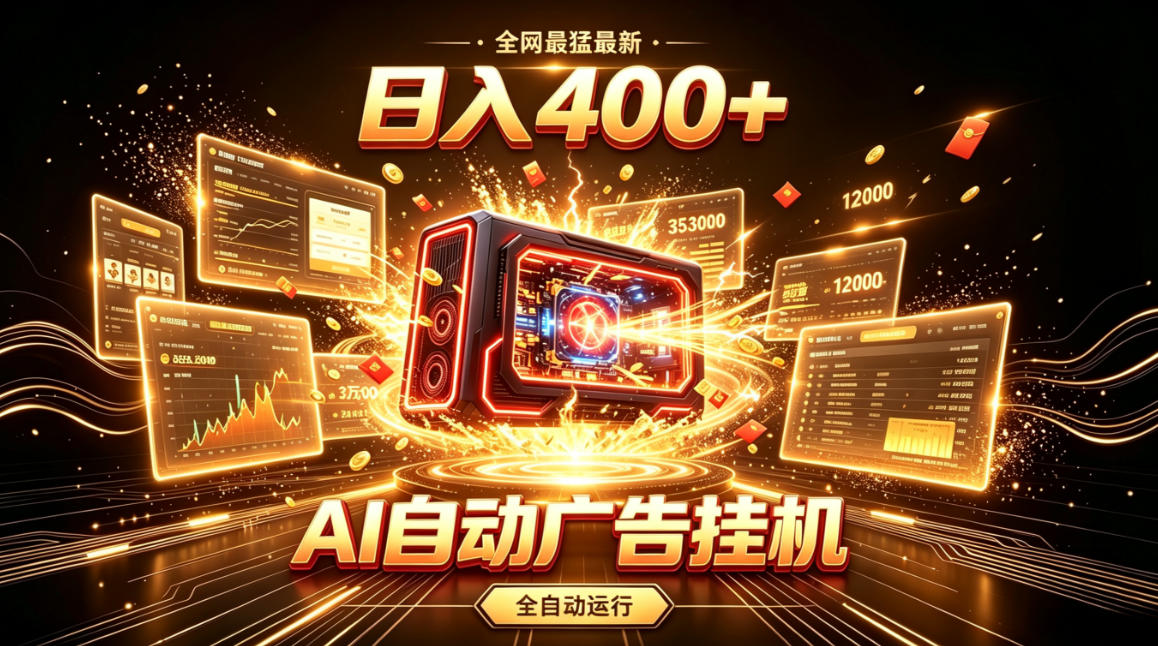 全网最猛最新的AI自动广告挂G，狠收益日入400+，真正做到躺賺式变现【揭秘】-第一资源库